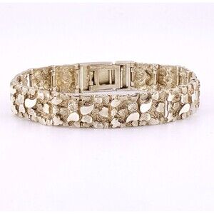 Vintage 925 Sterling Silver 12MM Brutalist Nugget Link Bracelet 6.5" L 22.1 Grs